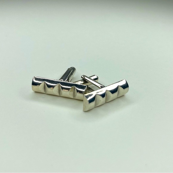 Henry Steig Abstract Modernist Sterling Silver “RockStud” Cufflinks